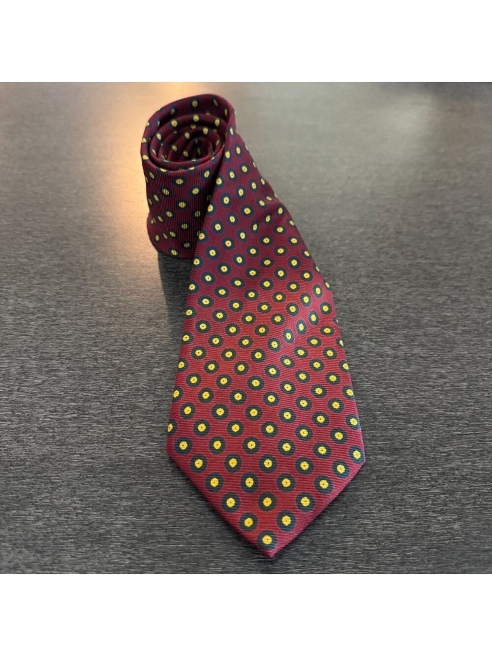 Faconnable Hand Made Men's 100% Silk Tie Geometric Pattern Made In France